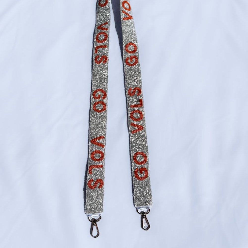 University of Tennessee – Go Vols Beaded Handbag Strap - White and Orange